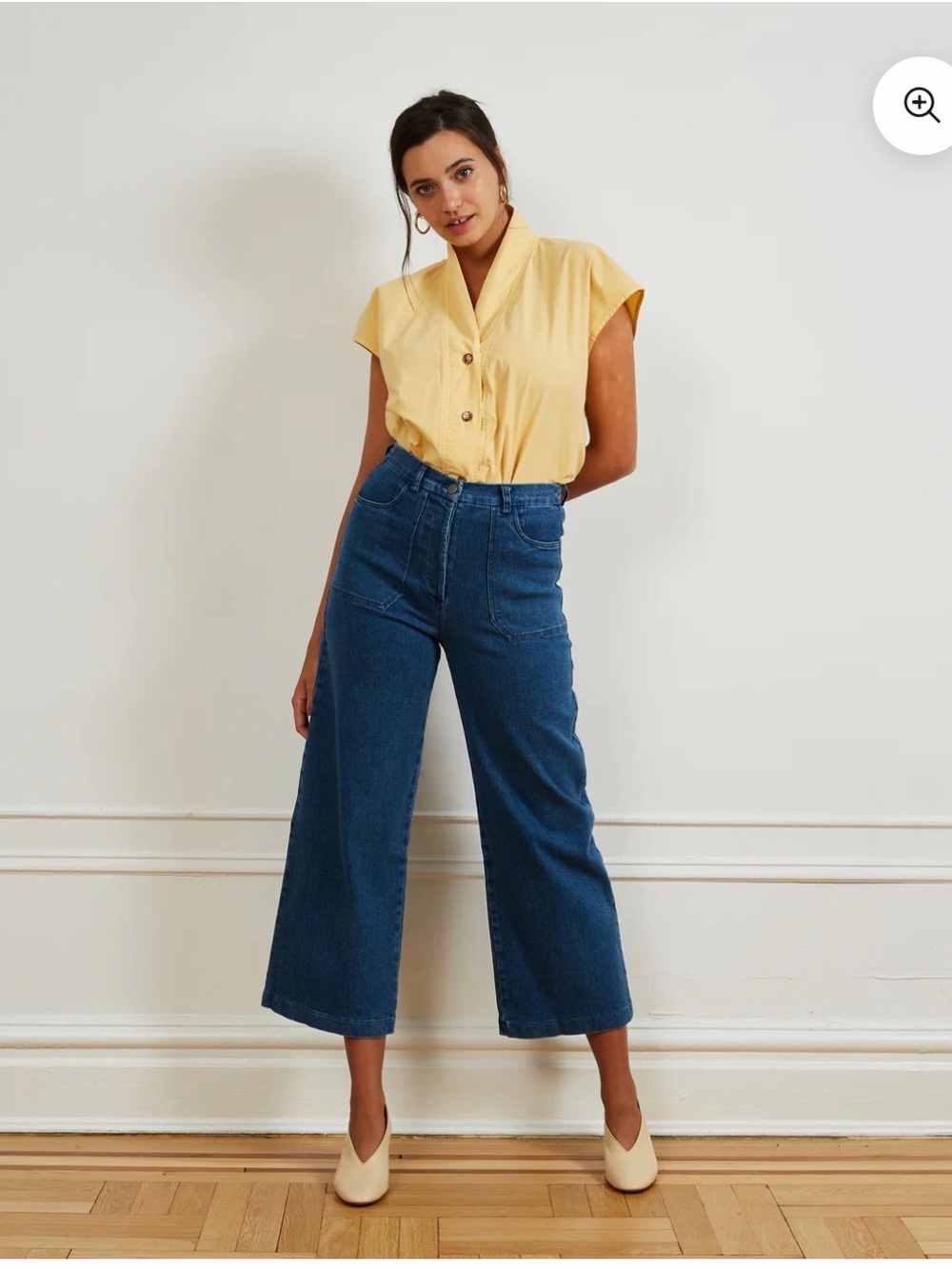 Loup Simone Wide Cropped Jeans in Washed Indigo